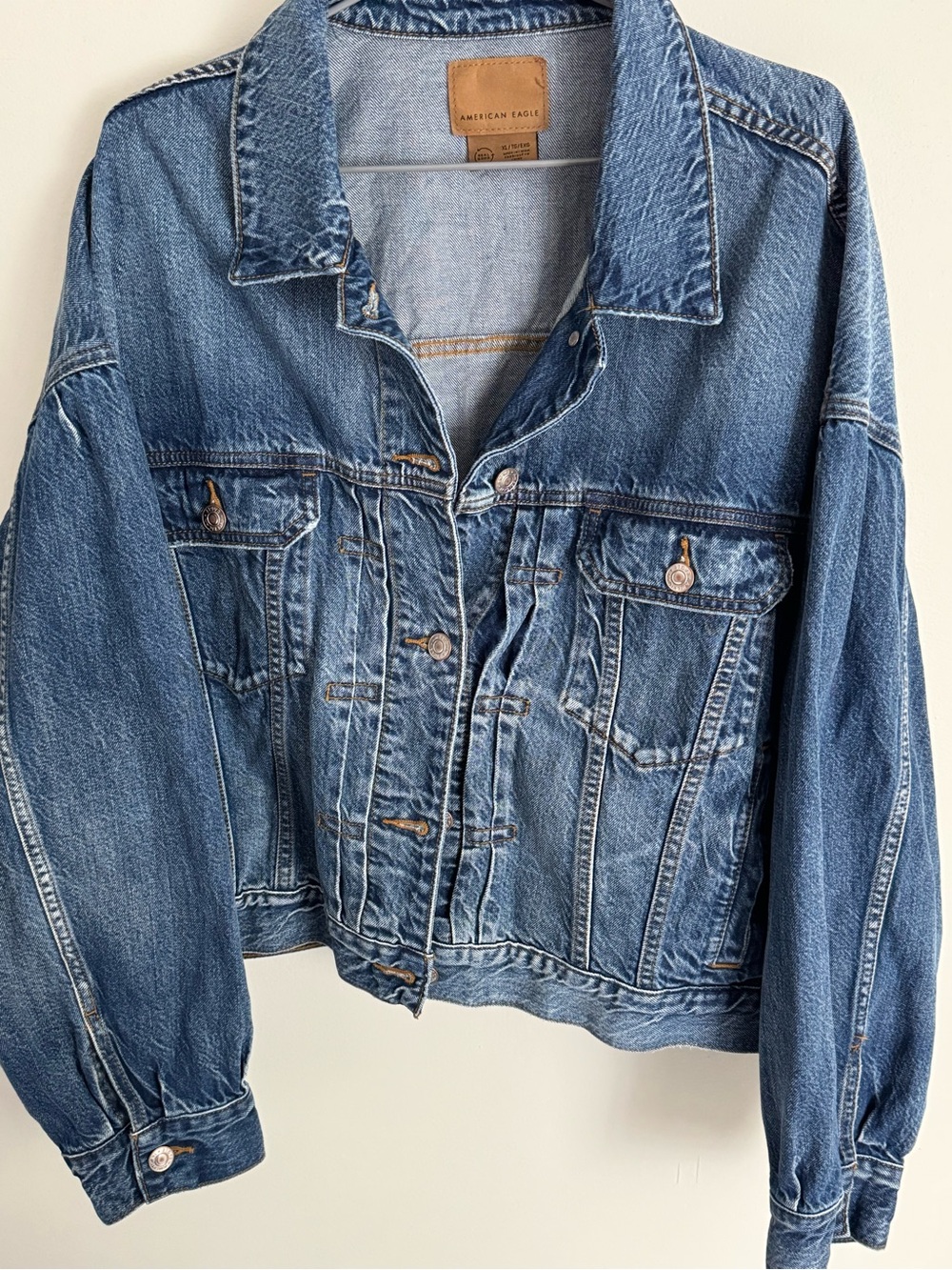 American Eagle Cropped Oversized Denim Jacket